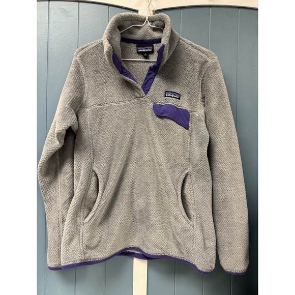 Patagonia Women’s Snap-T Pullover Gray/Purple Jacket Sweater Size Medium - Picture 3 of 5
